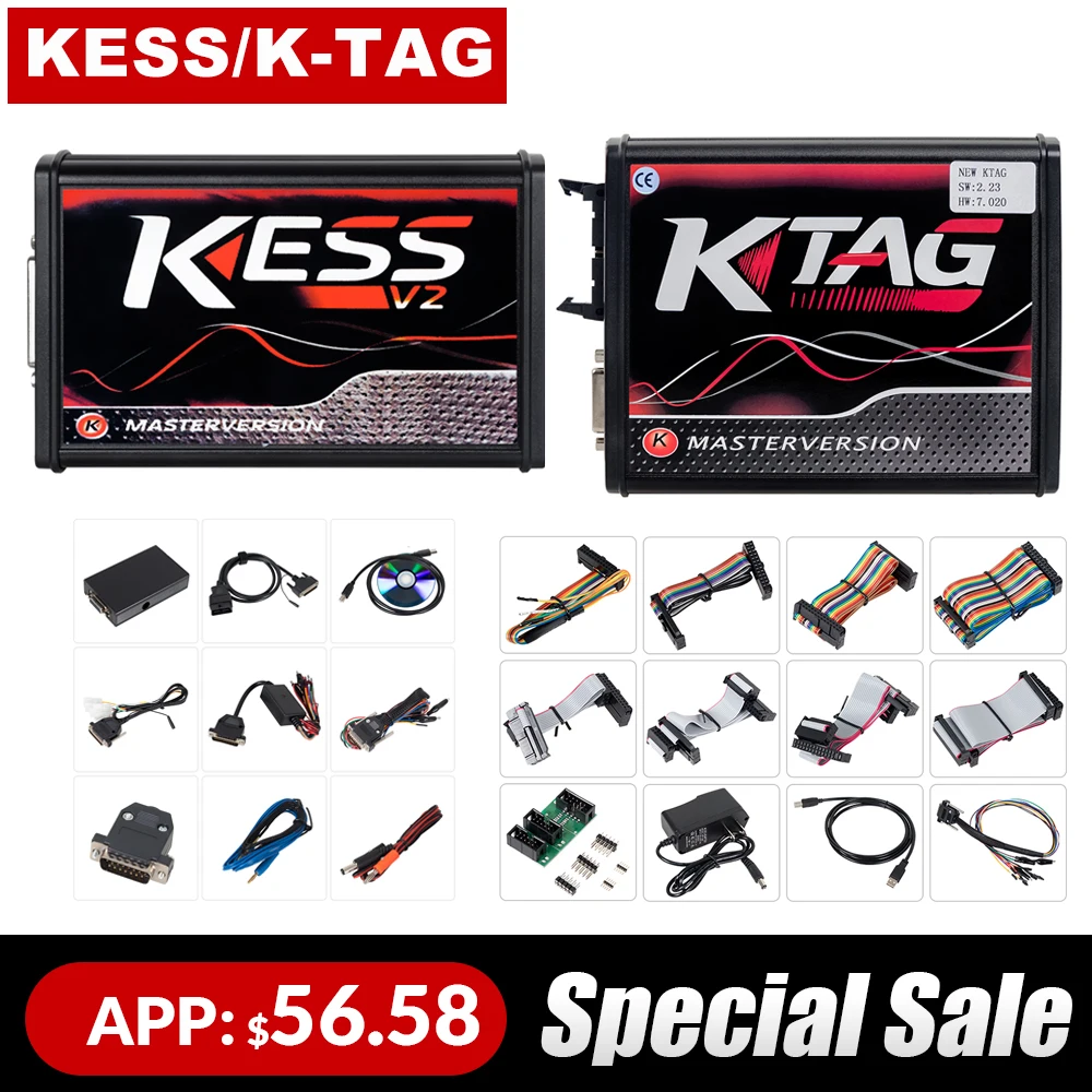 

KESS V2 V2.47 V5.017 EU Red ECM Titanium K-TAG V2.25 V7.020 4 LED Online Master Version BDM Frame ECU OBD2 car/truck Programmer