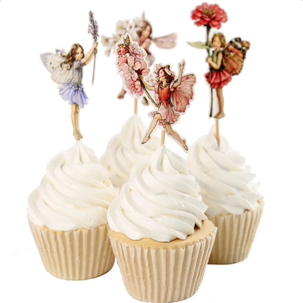 Set of 48pcs Pretty Paper Fairy Pixie Cupcake Picks Cake Topper for Wedding Engagement Decor