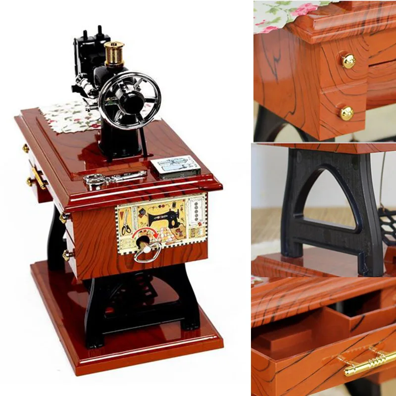 Creative Birthday Gift Retro Music Boxes Mini Sewing Machine Vintage Retro Sewing Clockwork 1