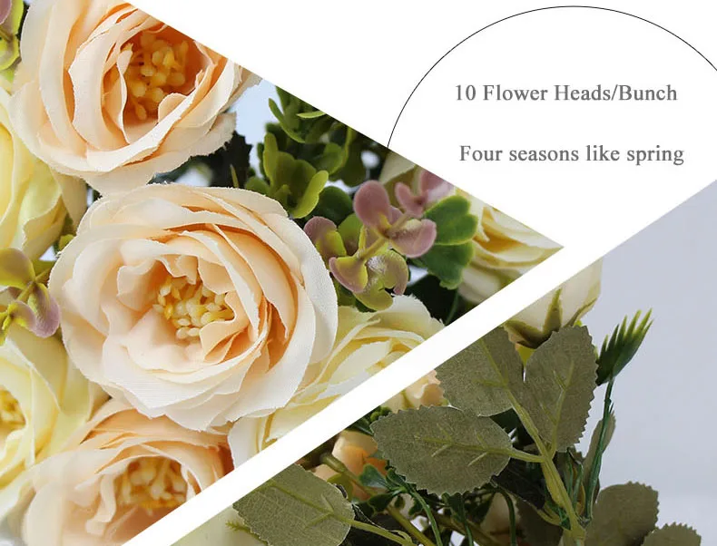 fake silk peonies bouquet roses artificial flowers wedding home decoration (5)