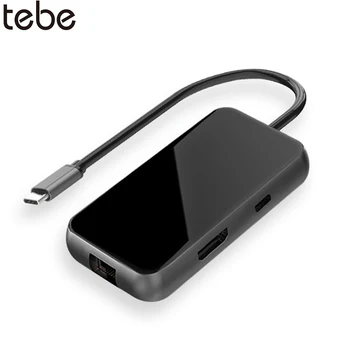 

tebe Type-C Multi-Function Hub Docking Station High Speed USB 4K HD HDMI RJ45 PD Fast Charge 6-in-1 Interface Hub For MacBook