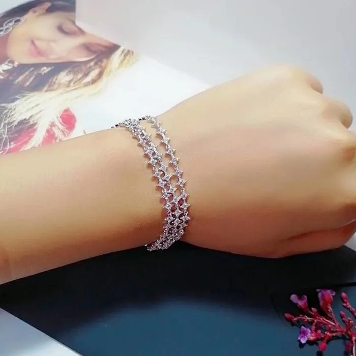 Designer Fashion 925 Sterling Silver Jewelry 3A Cubic Zirconia Party Bracelet