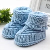 Handmade Newborn Baby Boys Girls Crib Shoes Infant Boys Girls First Walkers Crochet Knit Winter Warm Booties Toddler Warm Shoes 5