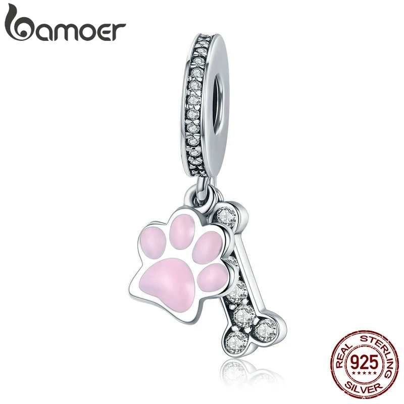 Женский браслет из серебра 925 пробы с собаками и косточками|pendant charms|dog bone charmscharm