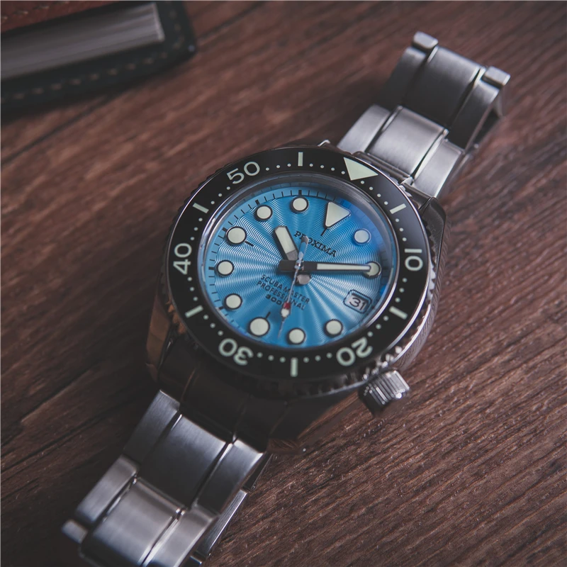 

Proxima NH35 Diver Mechanical Watches Luminous Bubble Sapphire Glass With AR Coating CUSN8 Full Ceramic Bezel Men AAA Wristclock