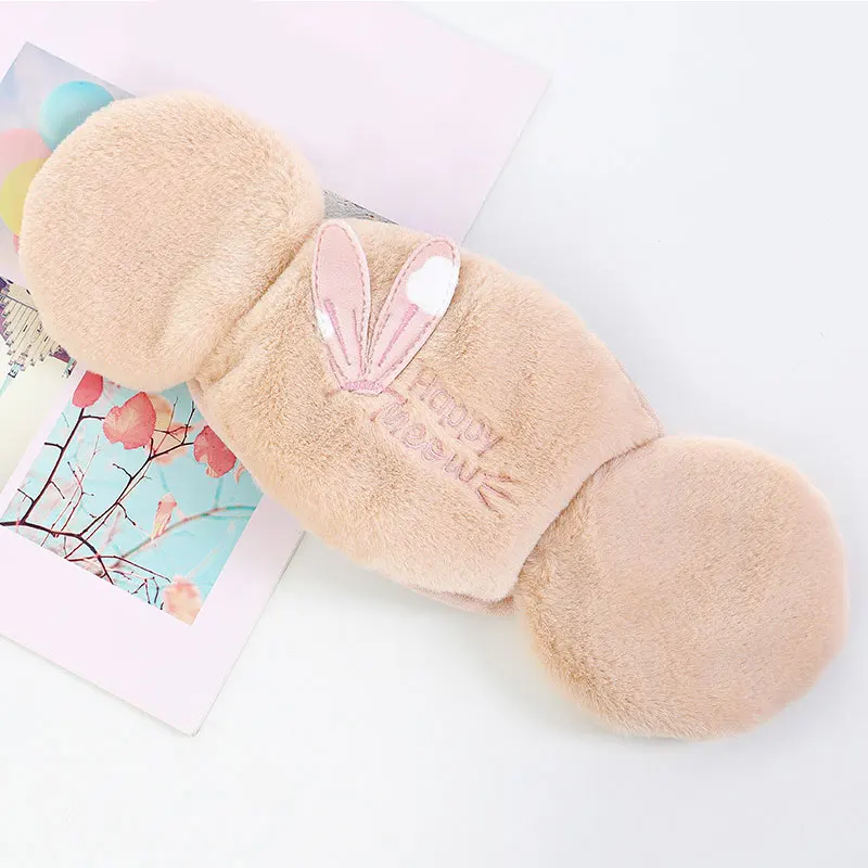 khaki rabbit Унисекс наушники защита искусственный мех кролика Осень Зима Открытый Велоспорт плотные маски для женщин мужчин ветрозащитный ухо теплые наушники - Цвет: khaki rabbit