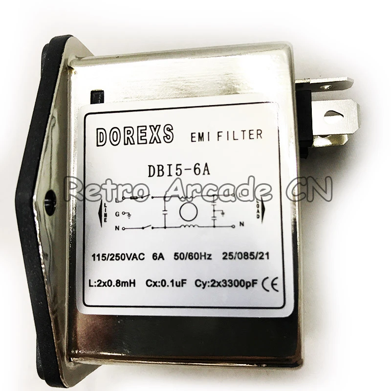 EMI 필터 6A 115/250V AC 아케이드 기계 액세서리 게임 기계 액세서리 코인 게임 기계 운영