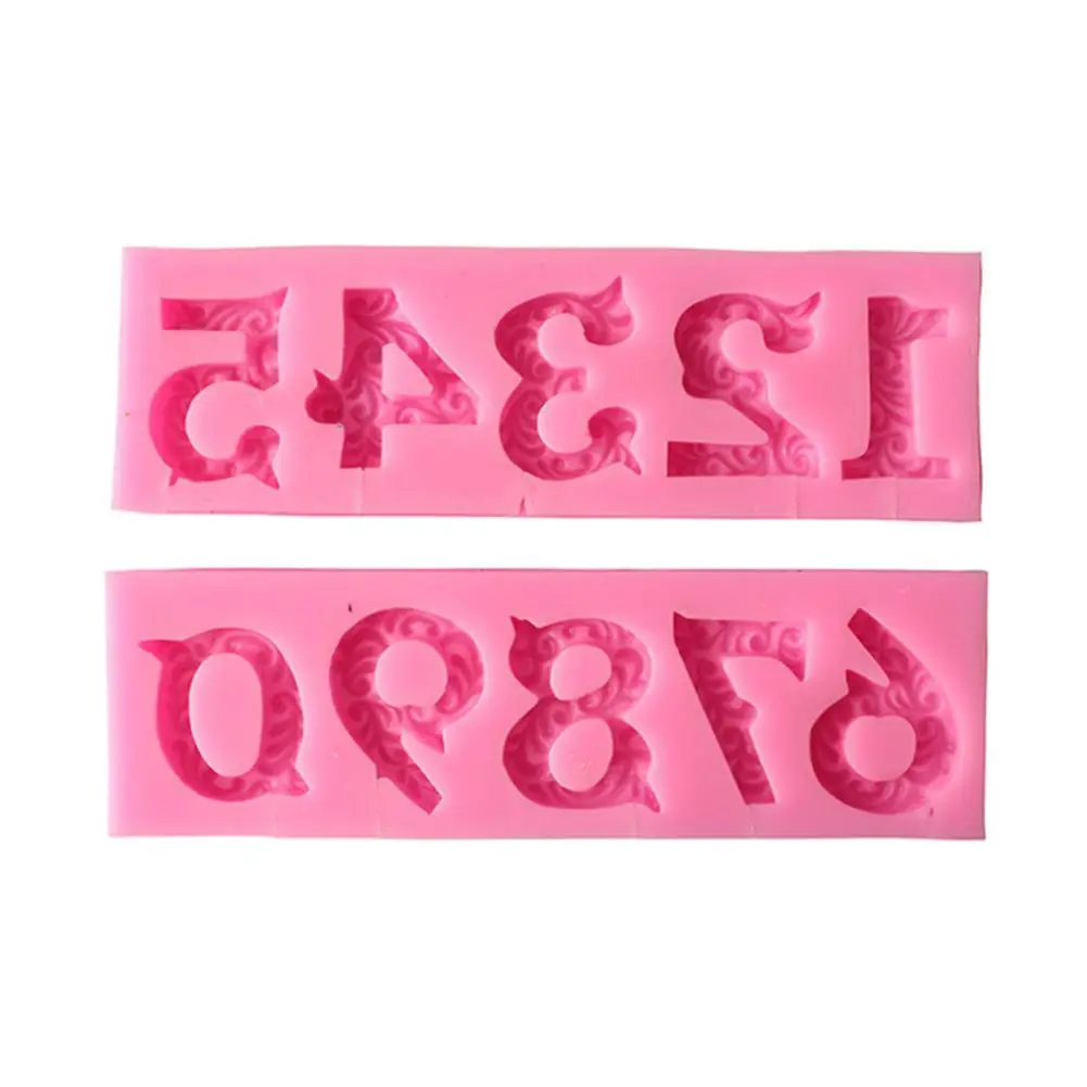 Pink Hobbyлейн 0-9 цифр день рождения цифровая форма для леденцов форма цифр силиконовая форма для торта шоколадная форма инструменты для торта на день рождения - Цвет: Pink