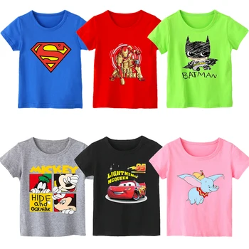 

2020 Summer Fashion cars superman Unisex Dumbo T-shirt Children Boys Short Sleeves Tees Baby Kids Cotton Tops For Girls Clothes