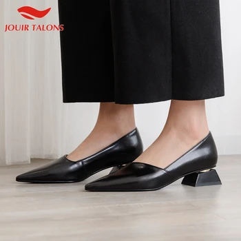 

Jouir Talons Trendy Large Size 43 Top Quality Pointed Toe Chunky Heels Ladies Pumps Woman Shoes Women