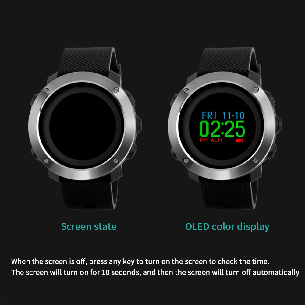 

Color Screen Pin Buckle Alarm Clock Calories Digital Display Electronic Sedentary Reminder Sport Watch Round Dial Stopwatch