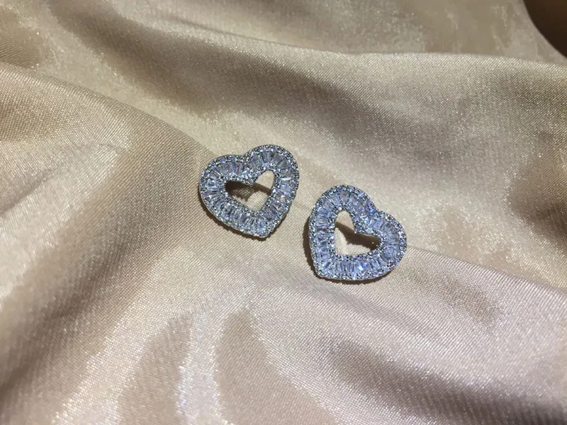 Cubic Zirconia Ear Studs, Agulha, Casamento, Alta Qualidade, AAA, CCE719