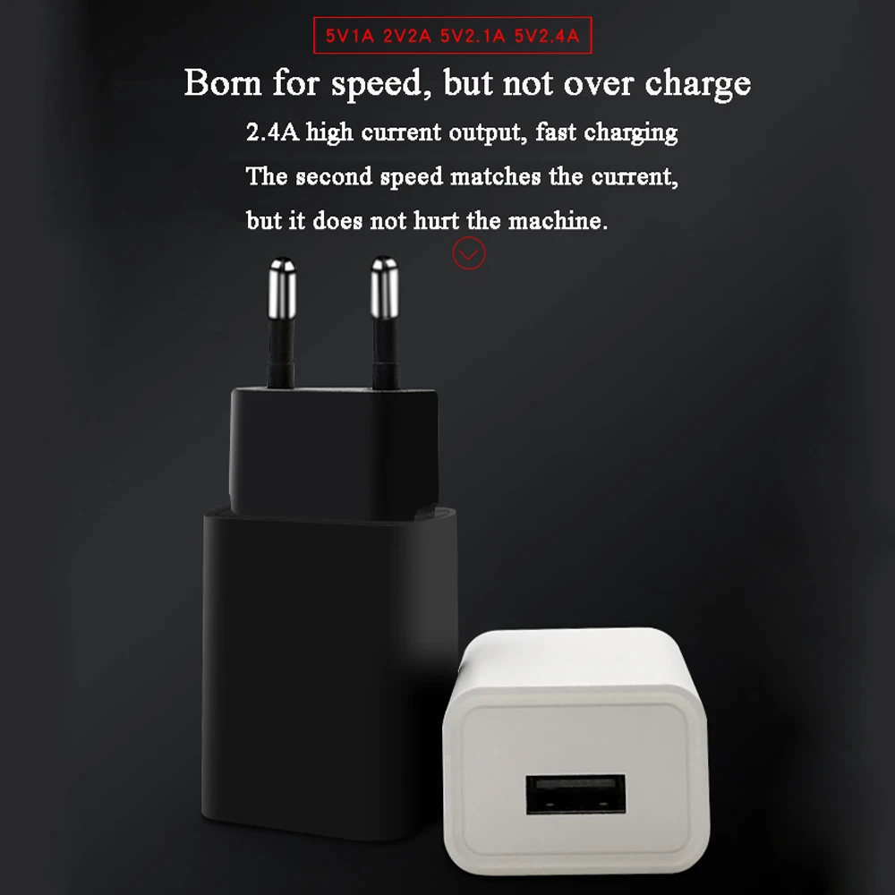 10pcs 5V 1A 2A 2.4A Charge Fast Mobile Phone Charger EU Plug Wall USB Charger Adapter