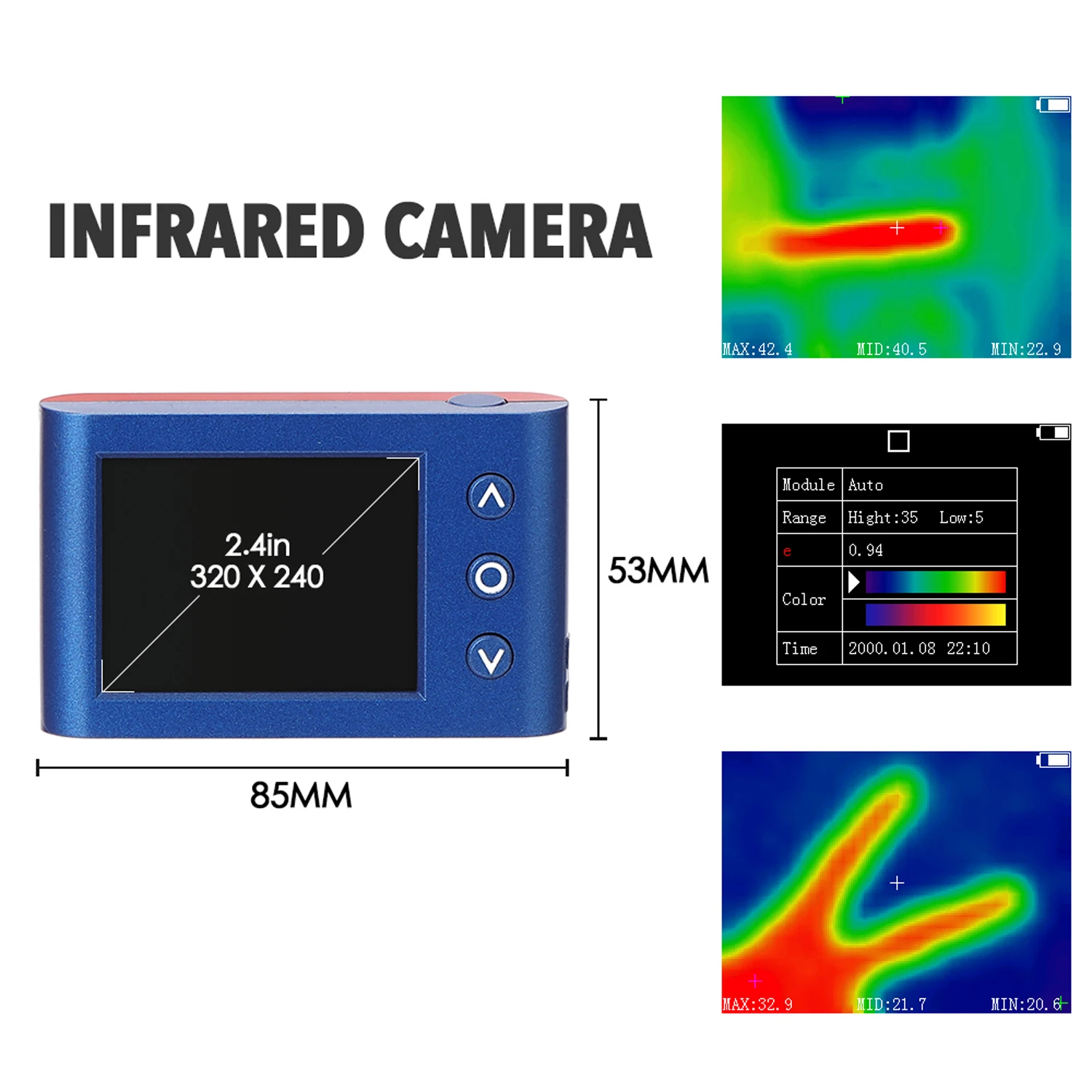 US $112.41 Hy Mlx90640 Lcd Display Screen Portable Handheld Thermograph Camera Infrared Temperature Sensor Digital Infrared Thermal Imager