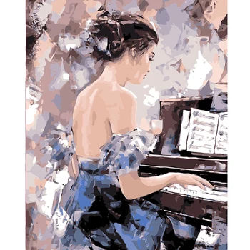 

Girl playing piano Painting By Numbers figure DIY Oil Coloring By Numbers Canvas Paint Art Pictures Home Decor Christmas Gift