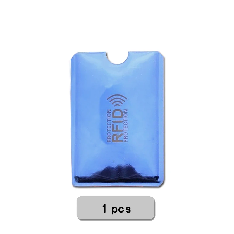 Anti Rfid Wallet Blocking Reader Lock Bank Card Holder Id Bank Card Case Protection Aluminium Metal Smart Anti-theft Credit - Цвет: 1pcs Blue