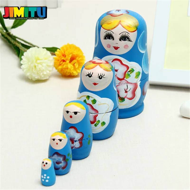 JIMITU 5 шт./компл. милые матрешки деревянные куклы русская ручная раскраска для
