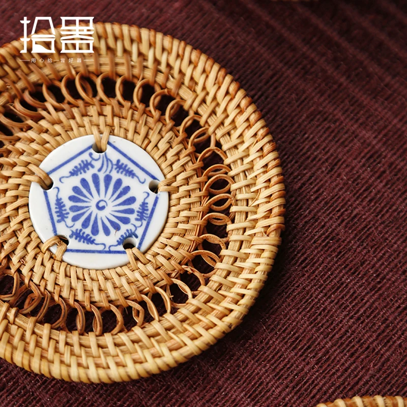 Новая подставка из ротанга тканые подставки под чайник Zisha кастрюлька, сохраняющая тепло коврик чайная церемония чайный набор кунг-фу чайный столик Бамбуковый стол чаша коврик