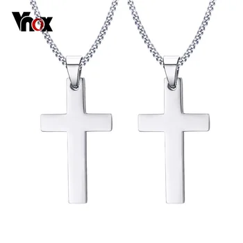 

Vnox Customized Engraving Couples Necklace Free Chain 24" Color Cross Pendant Necklace for Women Men Engagement Jewelry