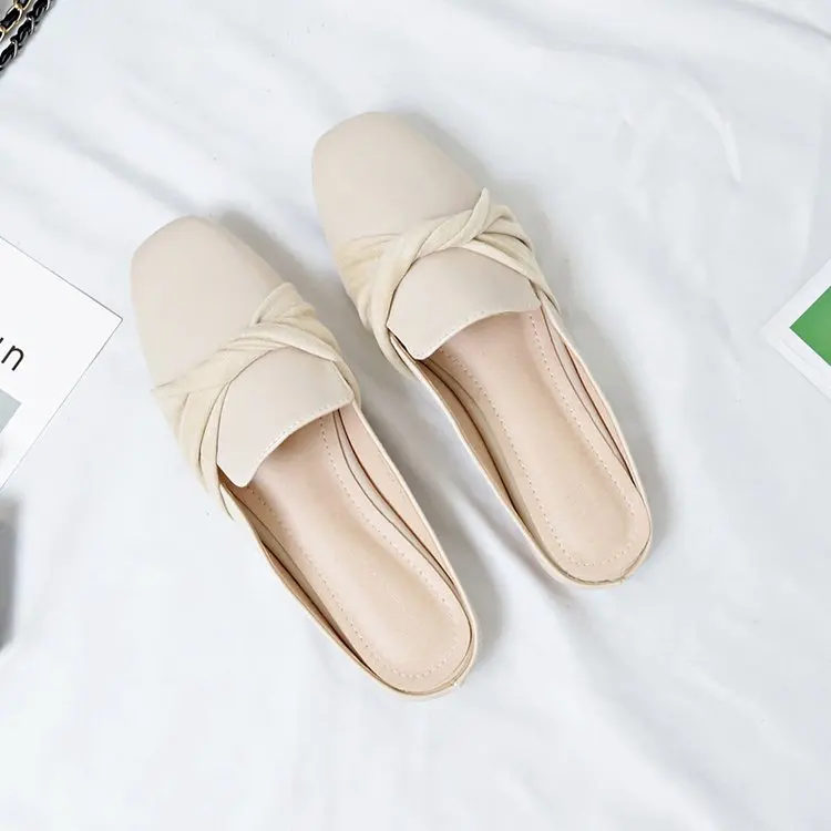 

Butterfly-knot Shoes Designer Slides Mules Women Cover Toe Women's Slippers 2019 Med Luxury Soft New Flat Sliders Basic