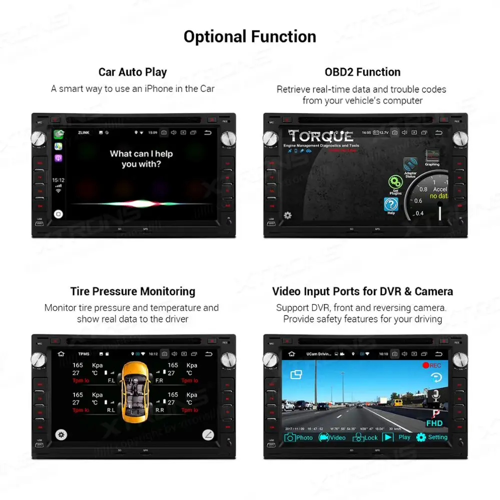 Top XTRONS 7" Android 9.0 Octa Core 64G ROM 4G RAM Car DVD Player Multimedia GPS System Custom Fit for Volkswagen for Seat for Skoda 4