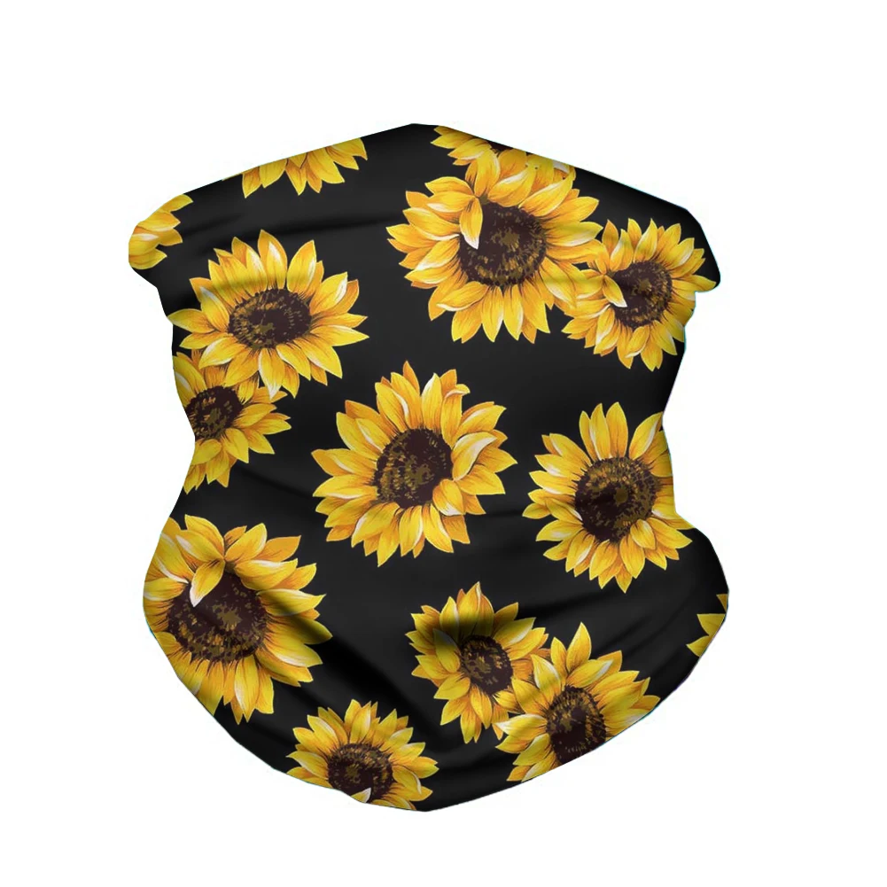 

WHEREISART 3D Print Seamless Magic Scarf Sun Flower Pattern Half Face Mask Protection Hiking Scarves Windproof Face Masks