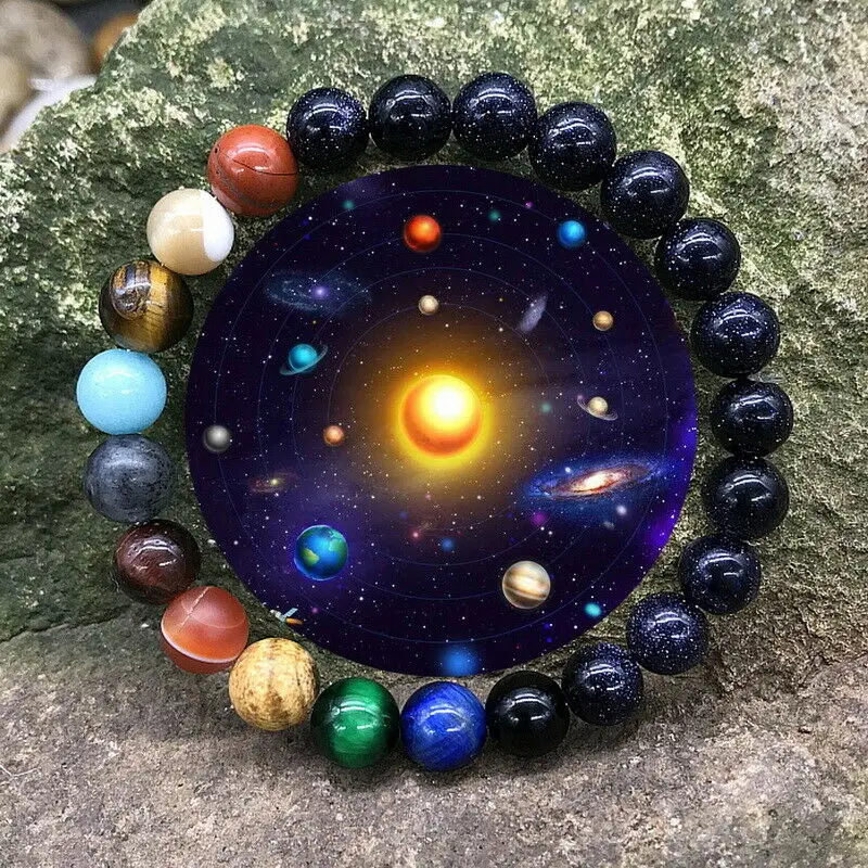 Модный бренд Вселенная солнечная система галактика восемь планет камень браслет из бисера ручной работы подарок