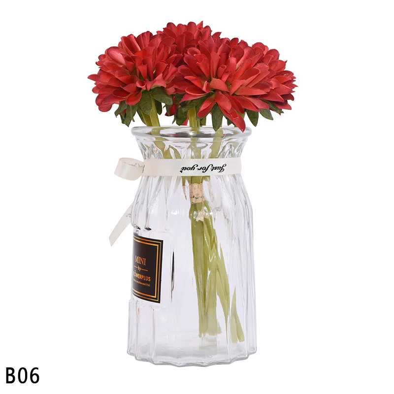 6 шт./Букет искусственных шелковые хризантемы, цветок, имитирующий фиолетовые гортензии, венок, украшение для дома, свадебные цветы для невесты - Цвет: B06