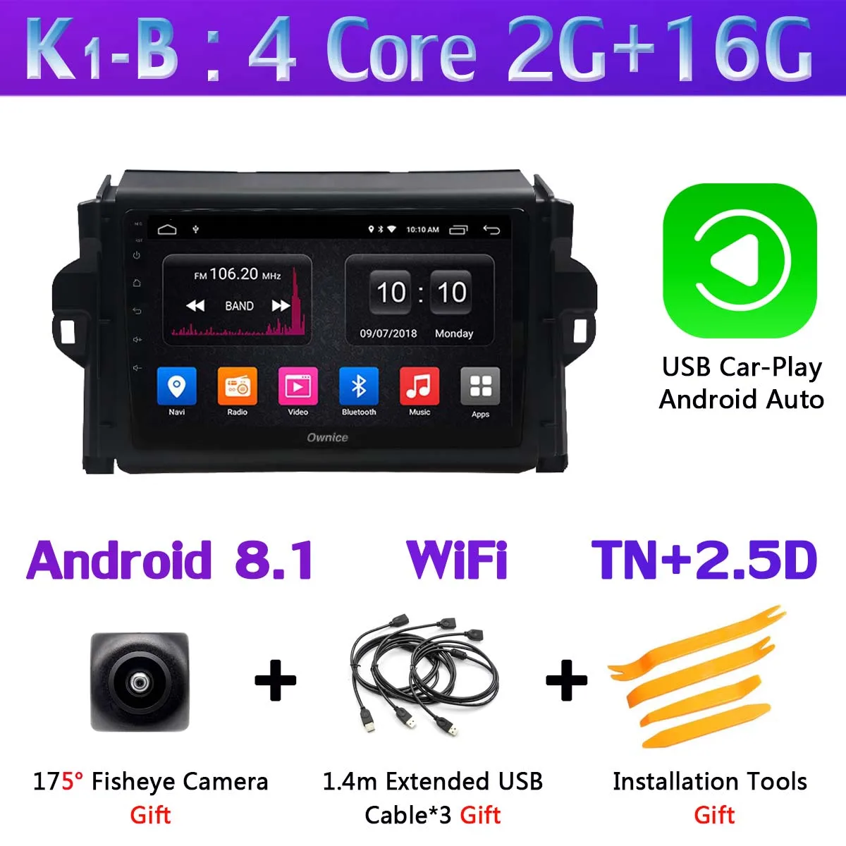 360°Camera Android 9,0 4+ 64G SPDIF DSP CarPlay автомобильный мультимедийный плеер для Тойота Королла gps радио головное устройство - Цвет: K1-B-CarPlay