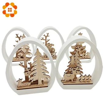

1set DIY Creative Hollow Christmas Deer/Santa Claus/Tree Wooden Ornaments Home Christmas Party Decorations Kids Gift Supplies