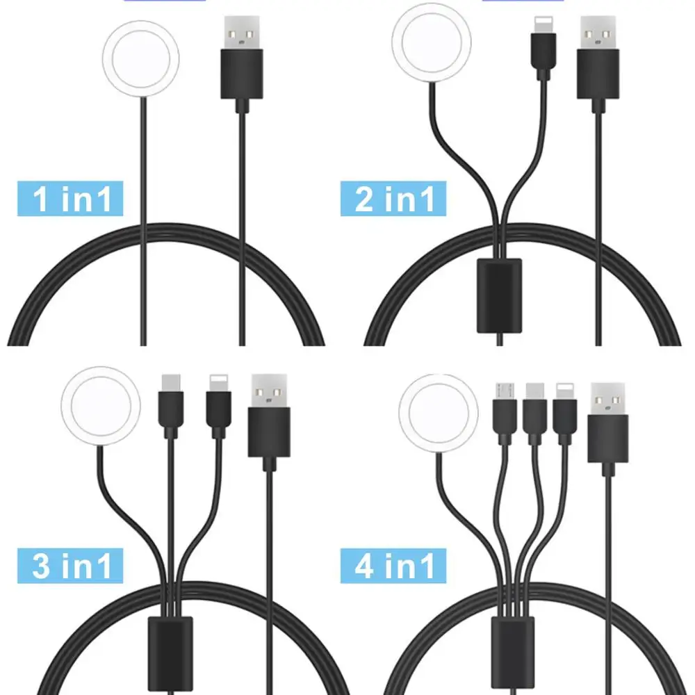 Phone Watch Charger Micro USB Type-C Android 4in1,3in1,2in1 Charging Cable Dock For iphone Apple Watch  iWatch Xiaomi Samsung