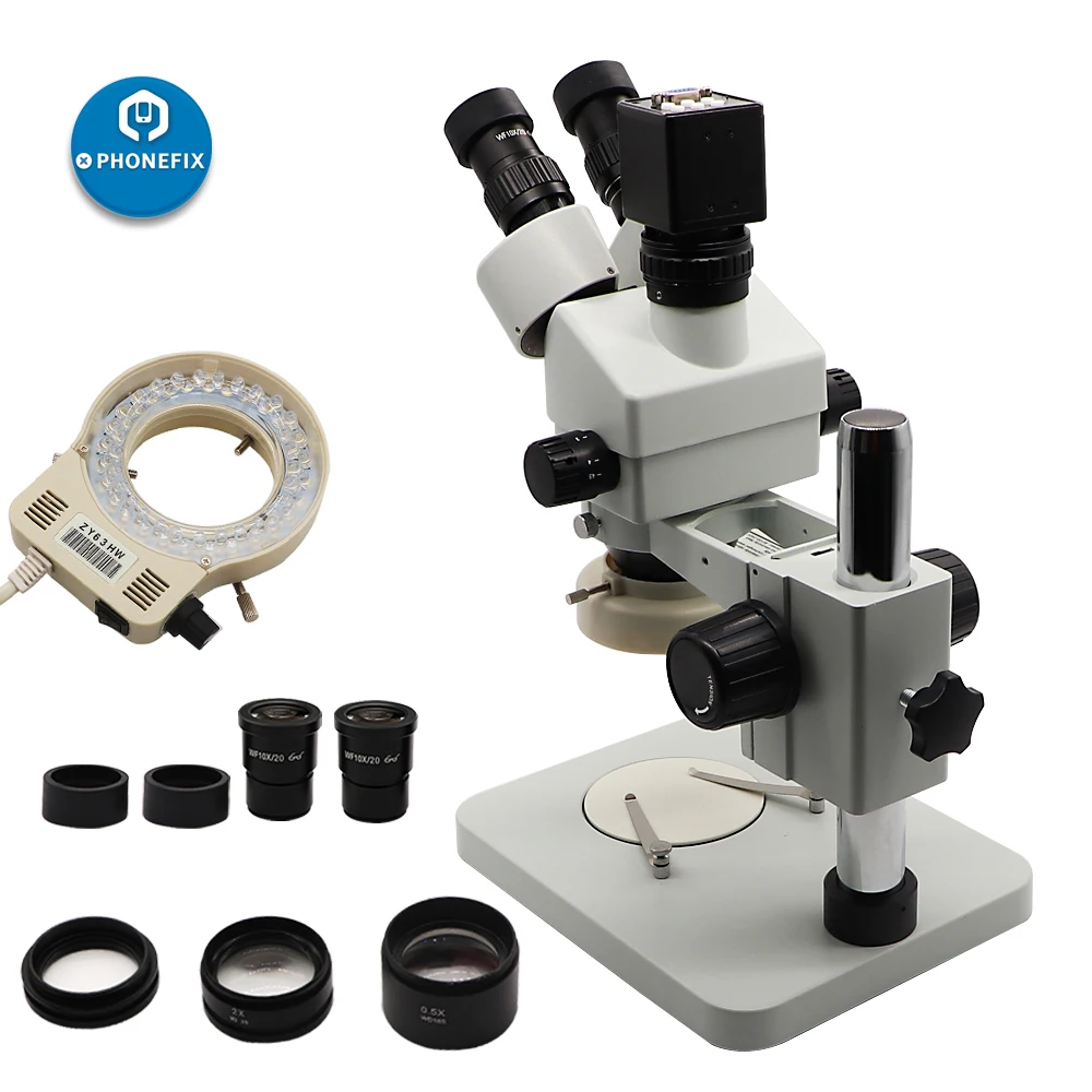 3.5X-90X Trinocular Stereo Microscope Simul Focal Industrial Magnification Continuous Zoom For iphone Phone PCB Repair Soldering |