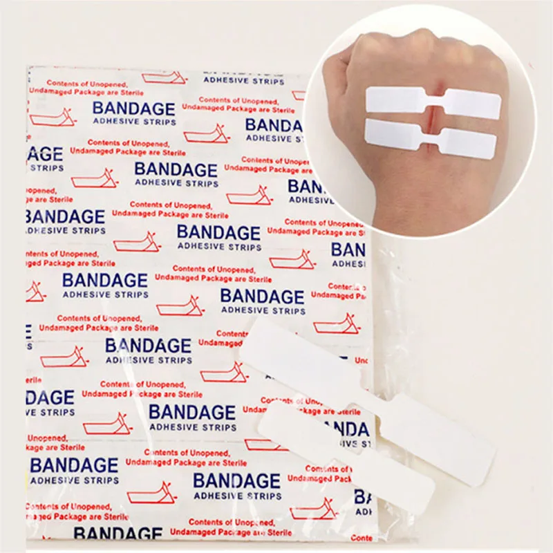 10 unids/pack 1x4,5 cm impermeable cinta transpirable ayuda mariposa adhesivo banda ayuda herida cierre vendas adhesivas Kit de emergencia