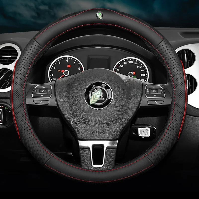 Тонкие автомобильные чехлы из натуральной кожи без запаха на руль для Skoda RS VRS