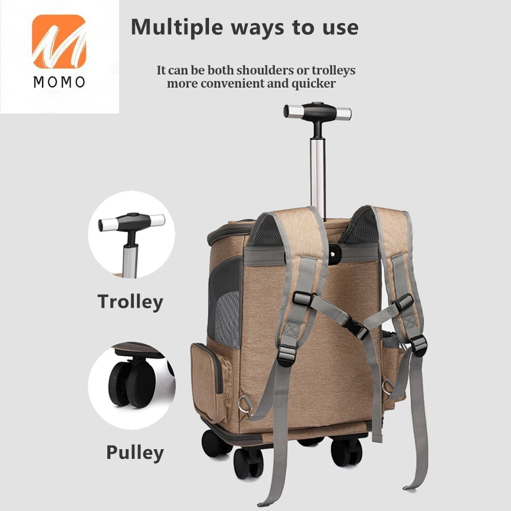 Deluxe Backpack Pet Travel Carrier with Wheels - Approved by Most