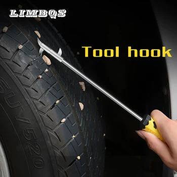 

Car tire clear stone hook tool for bmw f10 f30 g30 e90 f15 f25 pick-up hook tire alloy head stainless steel rod rubber handle