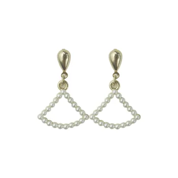 

925 Sterling Silver Plated 14K Gold Fan-Shaped Artificial Pearl Elegant Wedding Ear Pendant Earrings Jewelry for Women Gift New
