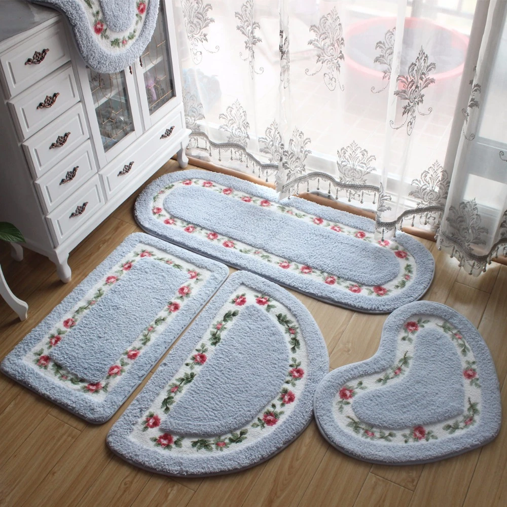 Soft Water Absorption Floor Mat Antislip Bathroom Door Mat Oval Shape