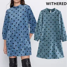 Увядшее английское стильное винтажное вельветовое свободное вечернее мини-платье в горошек для женщин vestidos de fiesta de noche vestidos Блейзер Топы