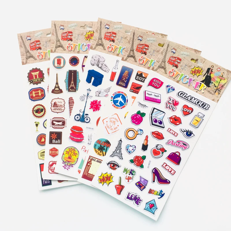 

1 Sheet Stylish Travel World Country Decorative Stickers Notebook Computer Decor