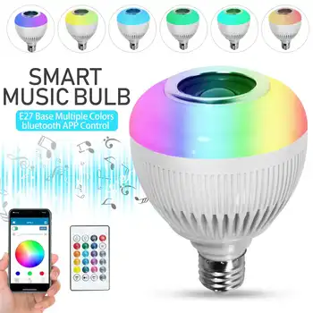 

Smart Light Bulb E27 12W RGB LED Lamp Wireless Bluetooth APP Remote Control LED Bulb Stereo Audio Speaker Music Playing Bulb