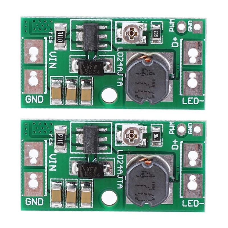 2Pcs Adjustable LED Driver Board 20W DC6-24V LED PWM Controller DC-DC Step-Down Constant Current Converter