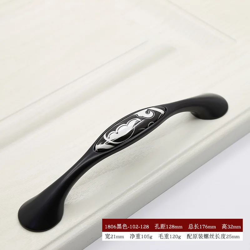 Ручка для шкафа, современный минималистичный черно-белый с рисунком, керамическая ручка, ящик для шкафа, Мраморная Толстая дверь в американском стиле