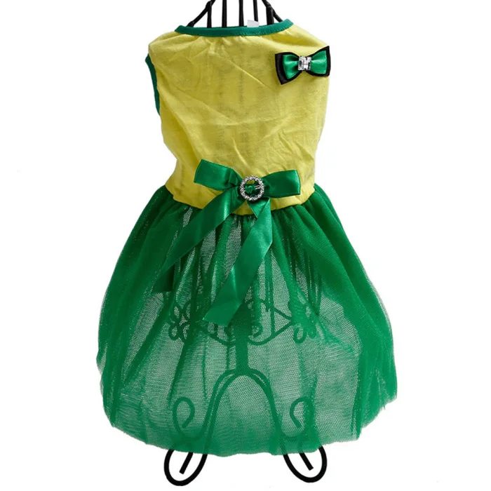 Платье для питомцев; милая газовая юбка с бантом для щенков и кошек; летняя юбка-американка без рукавов; одежда; E2S