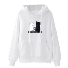 

Long Sleeve Hooded Pullover Cat Print Sweatshirt Tops Female Jumper Women Harajuku Casual Loose Hoodies Streetwear Sweatshirts