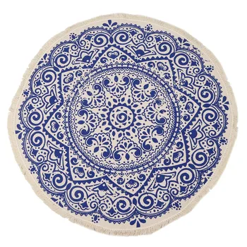 

Morocco Round Carpet Bedroom Boho Style Tassel Cotton Rug Hand Woven National Classic Tapestry Sofa Cushion Tatami Floor Mats