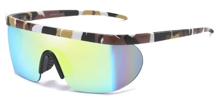 C15 Camouflage gold Спортивные Мужские солнечные очки Роскошные бренды модные очки великолепные цветные линзы ветрозащитные синие зеркальные солнцезащитные очки мужские - Цвет линз: C15 Camouflage gold