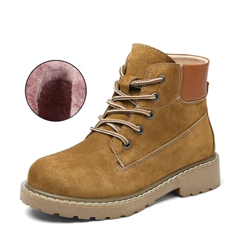

4 Colors Winter Boots Women Casual Shoes Ladies Thick Bottom Lace-up Genuine Leather Snow Ankle Boots Outdoor Keep Warm
