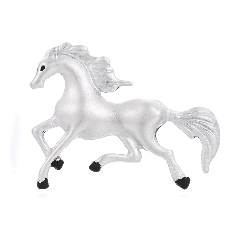 Fashion White Horse Brooch Pin Badge Corsage Jewelry Collar Clothes Bag Hat Decoraion Women Gift