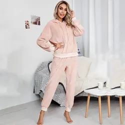 Autumn Warm Lounge Set Women Lounge Wear Set Winter Loungewear Two Piece Set Women Thicken Two Piece Outfits for Women Pajamas